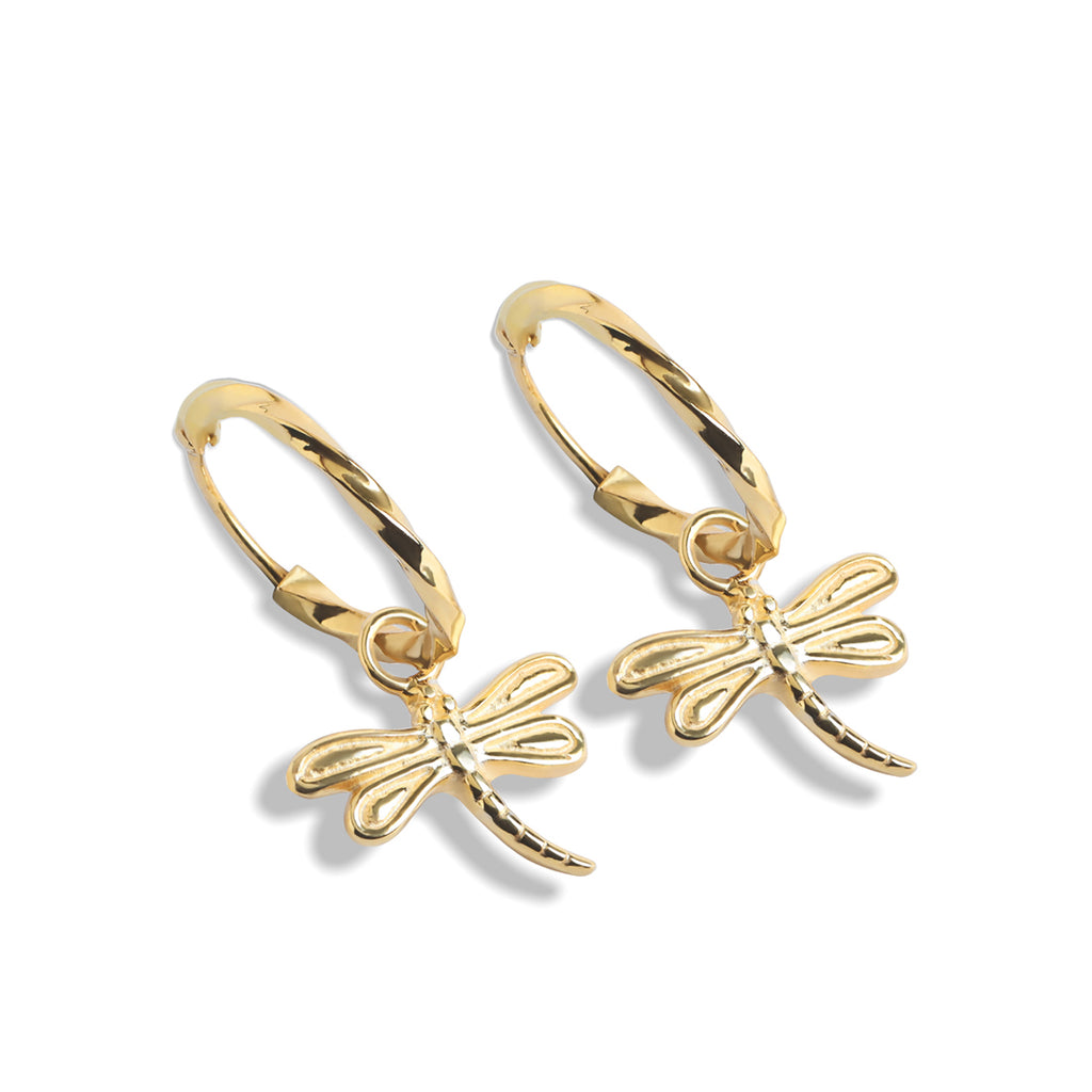 Silver Butterfly Hoop Drop Earrings