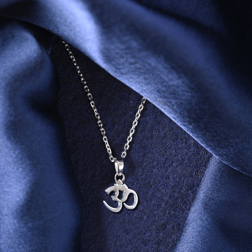 Silver Religious OM Pendant Chain