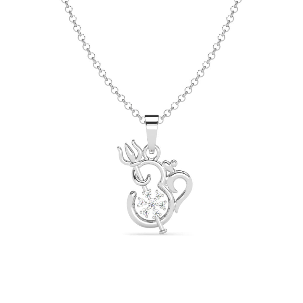 Silver Om Trishul Men Pendant Necklace with Chain or without Chain