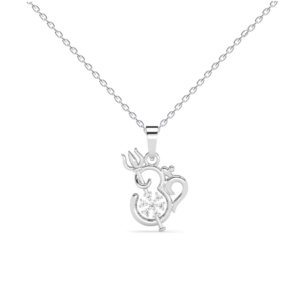 Silver Om Trishul Pendant Chain