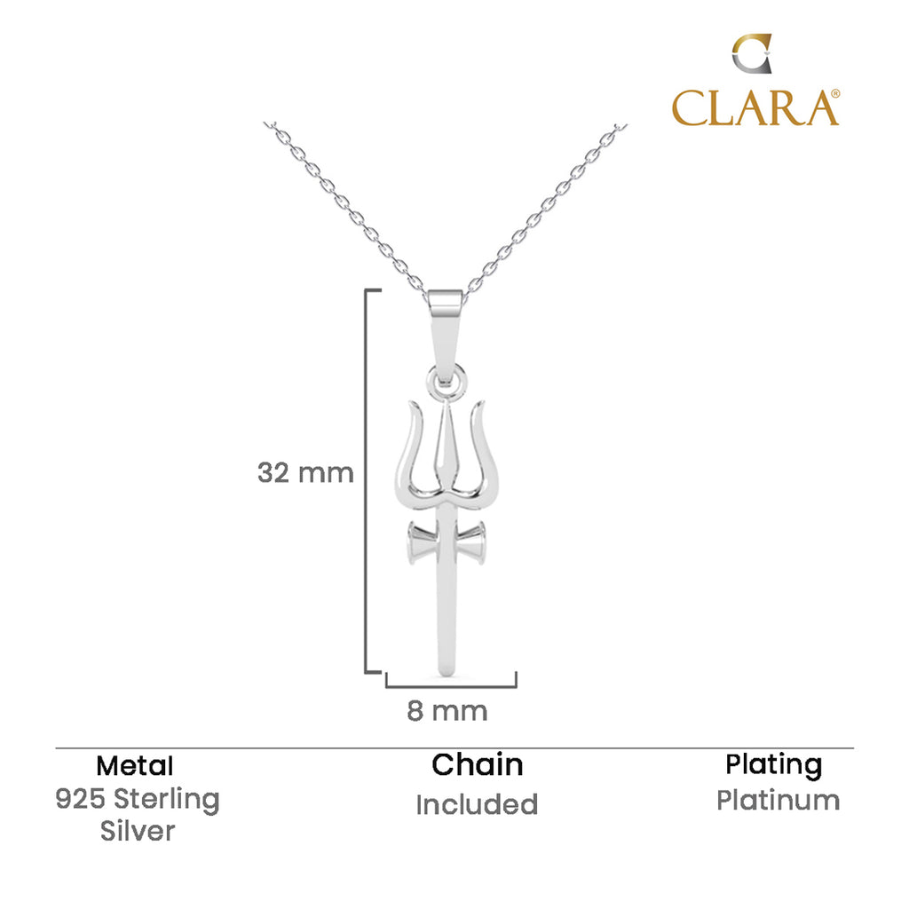 Silver Shiva Trishul Pendant Chain