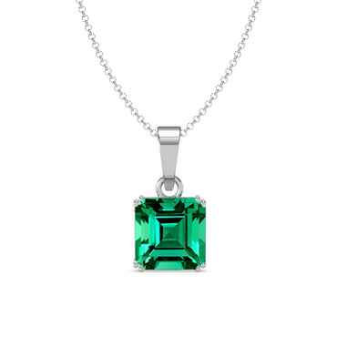 Silver Green Octagon Men Pendant Necklace with Chain or without Chain