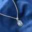 Silver Blue Solitaire Men Pendant Necklace with Chain or without Chain