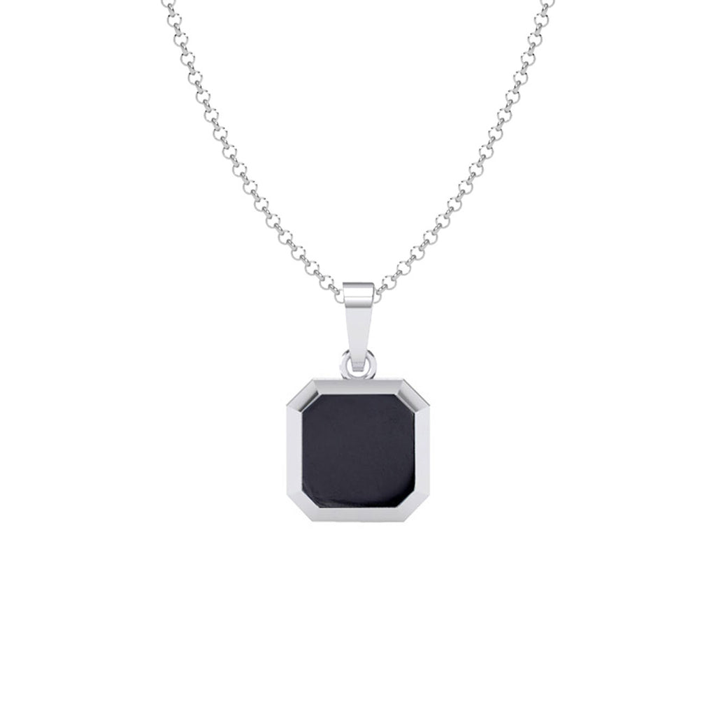 Silver Black Onyx Men Pendant Necklace with Chain or without Chain