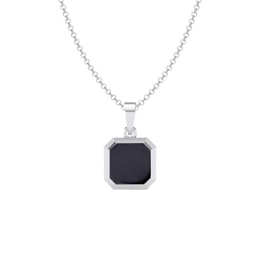Silver Black Onyx Men Pendant Necklace with Chain or without Chain