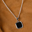 Silver Black Onyx Men Pendant Necklace with Chain or without Chain