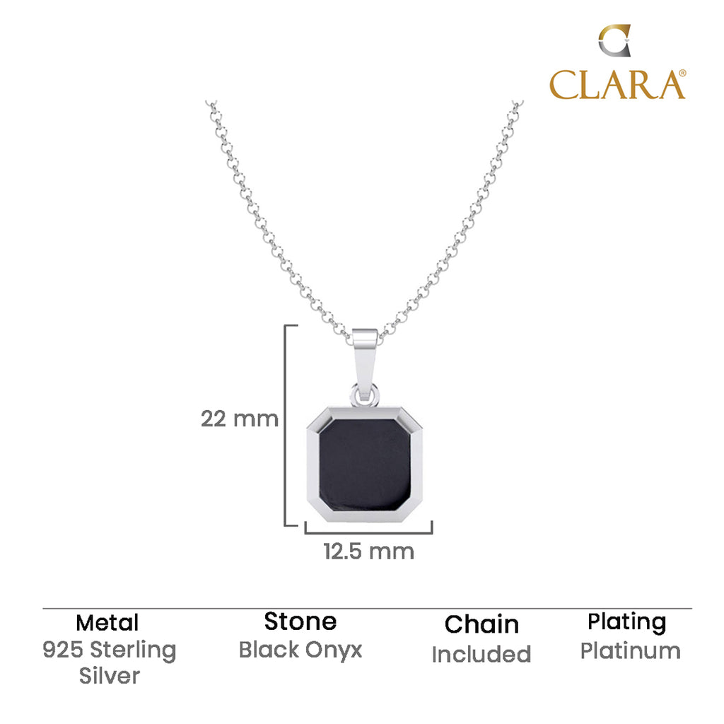 Silver Black Onyx Men Pendant Necklace with Chain or without Chain