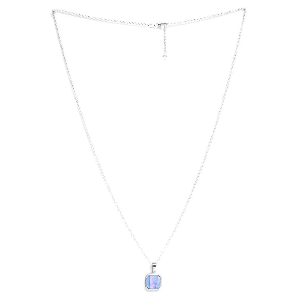 Silver Created Opal Men Pendant Necklace with Chain or without Chain