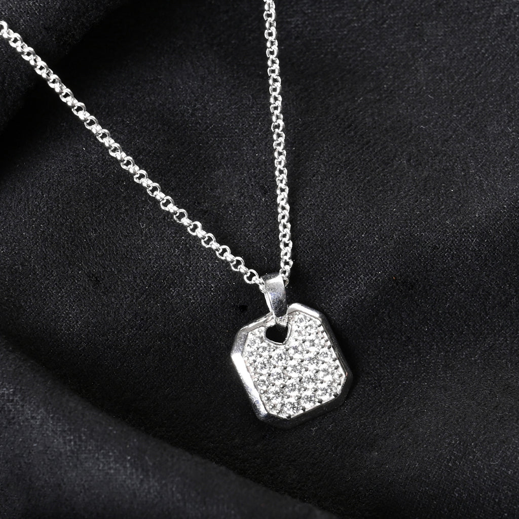 Silver Hexa Men Pendant Necklace with Chain or without Chain