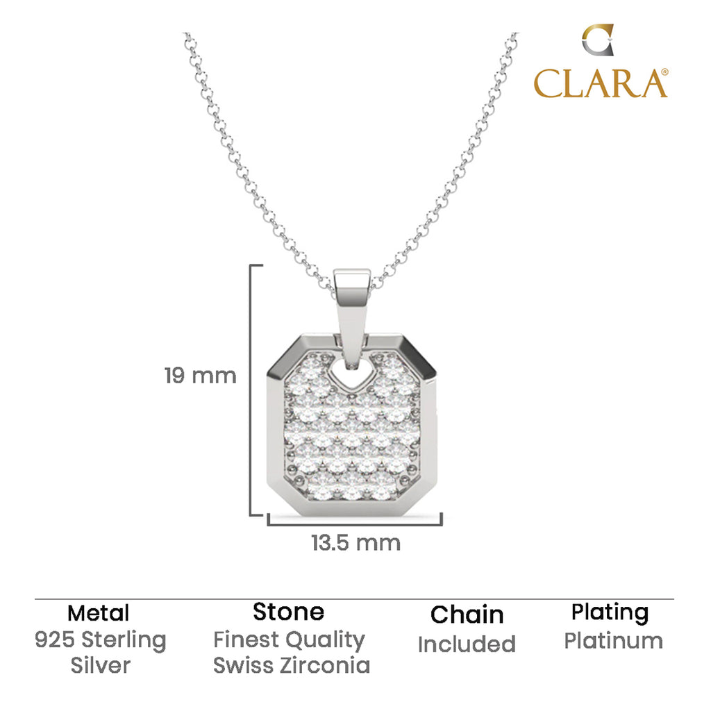 Silver Hexa Men Pendant Necklace with Chain or without Chain