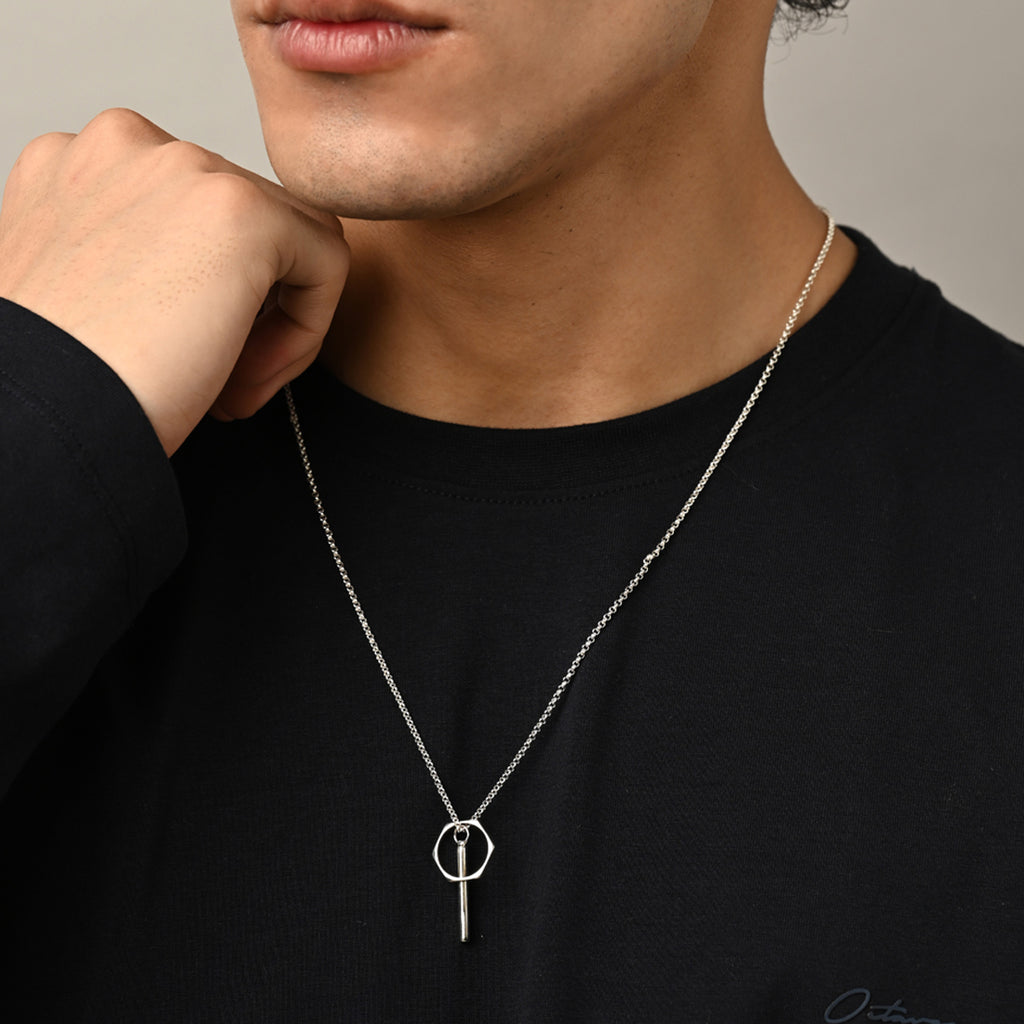 Silver Rupert Men Pendant Necklace with Chain or without Chain