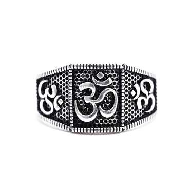 Silver OM Oxidised Men Ring