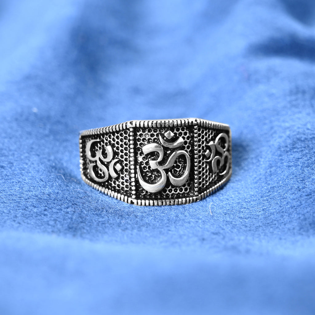 Silver OM Oxidised Men Ring