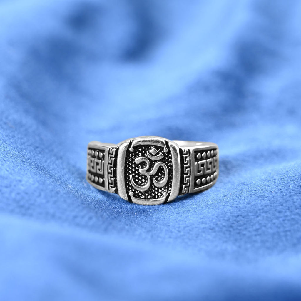 Silver OM Oxidised Classic Men Ring