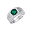 Silver Dario Green Solitaire Men Ring