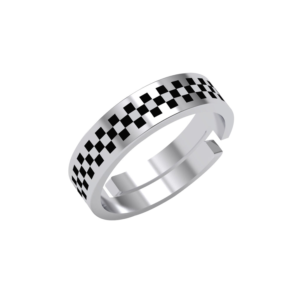 Silver Oxidised Chess Men Ring