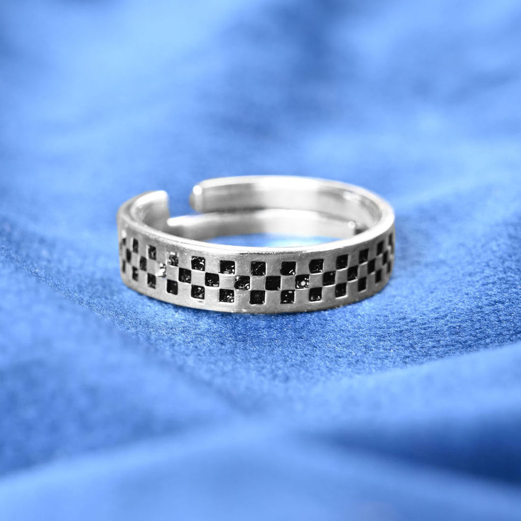 Silver Oxidised Chess Men Ring