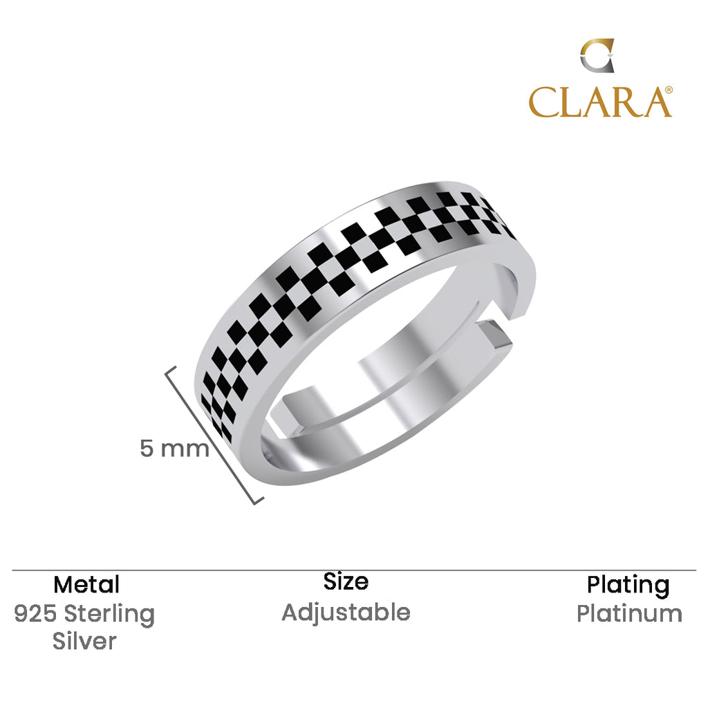 Silver Oxidised Chess Men Ring