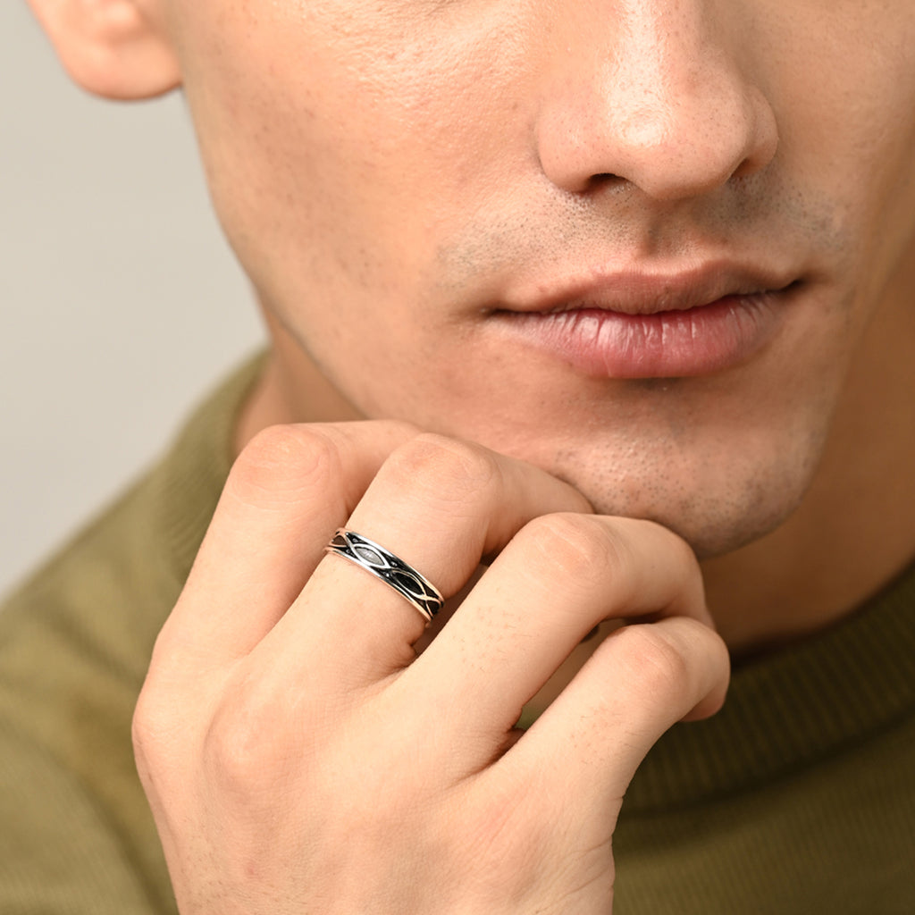 Silver Oxidised Infinity Men Ring