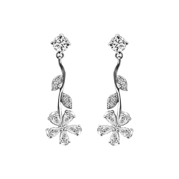 Clara 925 Sterling Silver Flower Dangler Earrings