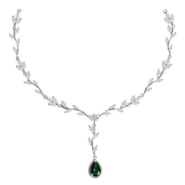 Clara 925 Sterling Silver Leafy Green Necklace