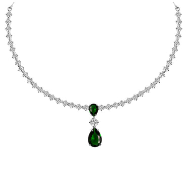 Clara 925 Sterling Silver Solitaire Green Necklace