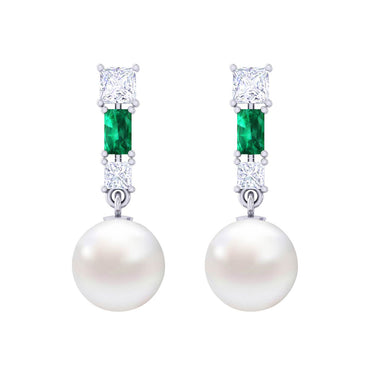 Clara 92.5 Sterling Silver Swiss Zirconia Pearl Earrings Gift for Women and Girls