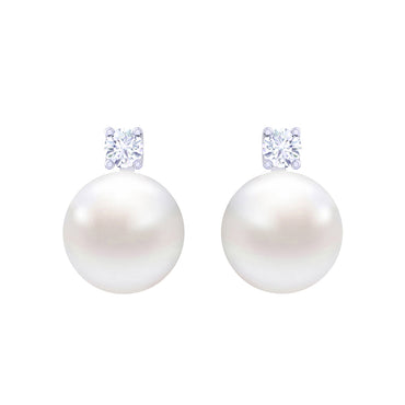 Clara 92.5 Sterling Silver Swiss Zirconia Classic Pearl Earrings Gift for Women and Girls