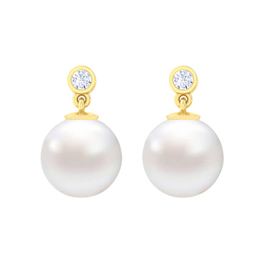 Clara 92.5 Sterling Silver Gold Plated Pearl Earrings Gift for Women and Girls