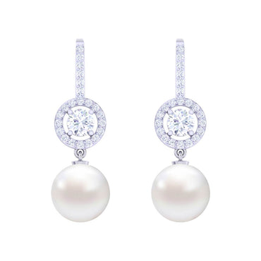 Clara 92.5 Sterling Silver Swiss Zirconia Pearl Earrings Gift for Women and Girls