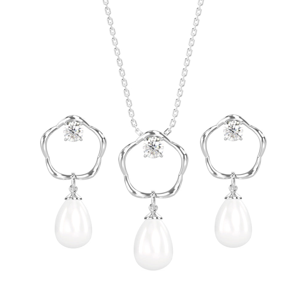 Silver Pearl Sara Jewellery Set