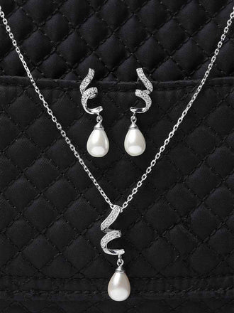 Silver Pearl Twist Jewellery Set