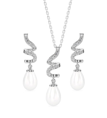 Silver Pearl Twist Jewellery Set