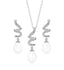 Clara 925 Sterling Silver Pearl Twist Pendant Earring Chain Jewellery Set, Rhodium Plated, Swiss Zirconia, Gift for Women & Girls