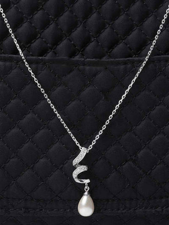 Silver Pearl Twist Pendant with Chain Necklace