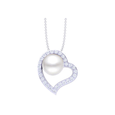 Clara 92.5 Sterling Silver Heart Shape Real Pearl Pendant with Chain Gift for Women and Girls