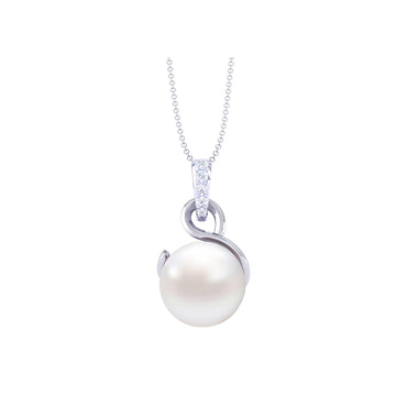 Clara 92.5 Sterling Silver Designer Real Pearl Pendant with Chain Gift for Women and Girls