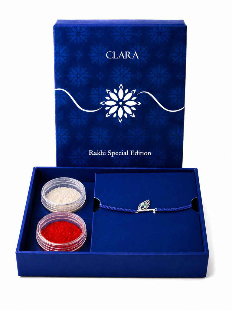 Silver Krishna Rakhi with Roli Chawal for Bhai Brothers