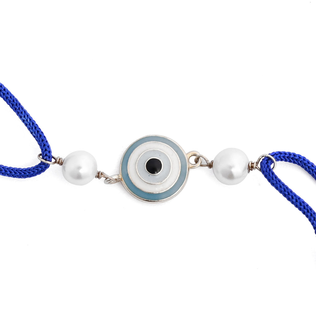 CLARA Silver Evil Eye Rakhi with Roli Chawal for Bhai Brothers