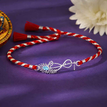 Silver Morpankh Infinity Rakhi