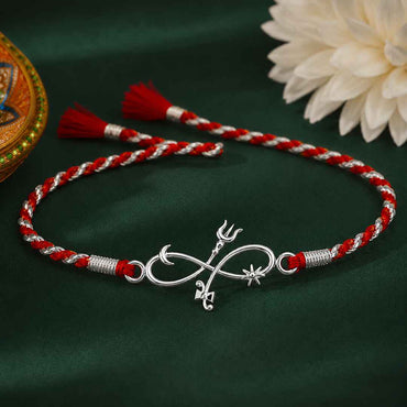 Silver Trishul Damru Infinity Rakhi