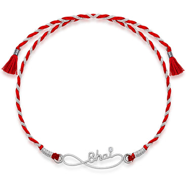 Silver Bhai Script Infinity Rakhi