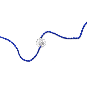 Silver Floral Rakhi with Roli Chawal for Bhai Brothers