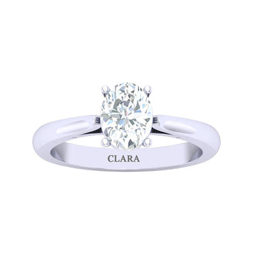 CLARA Made with Swiss Zirconia 925 Sterling Silver Oval Solitaire Ring Gift for Women and Girls