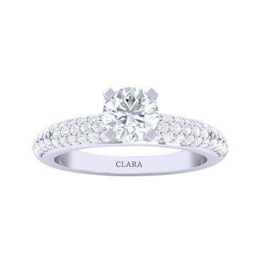 CLARA Made with Swiss Zirconia 925 Sterling Silver Round Solitaire Ring Gift for Women and Girls