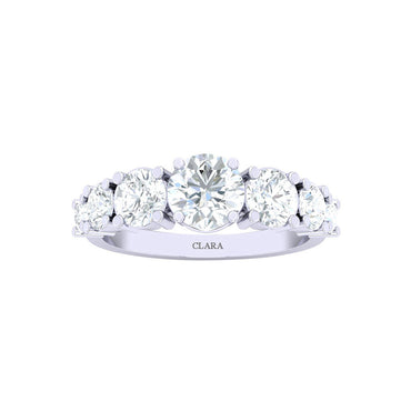 CLARA Made with Swiss Zirconia 925 Sterling Silver Round Solitaire Ring Gift for Women and Girls