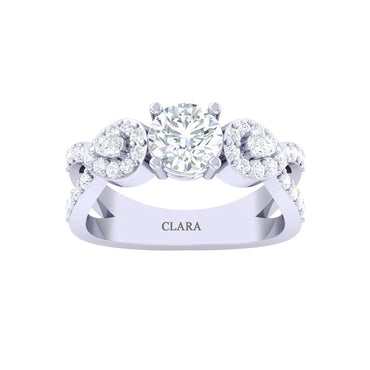 CLARA Made with Swiss Zirconia 925 Sterling Silver Round Solitaire Ring Gift for Women and Girls