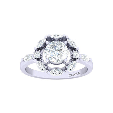 CLARA Made with Swiss Zirconia 925 Sterling Silver Round Solitaire Ring Gift for Women and Girls