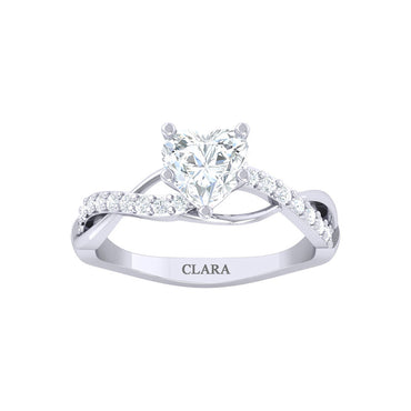 CLARA Made with Swiss Zirconia 925 Sterling Silver Heart Solitaire Ring Gift for Women and Girls