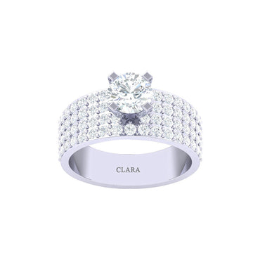 CLARA Made with Swiss Zirconia 925 Sterling Silver Round Solitaire Ring Gift for Women and Girls